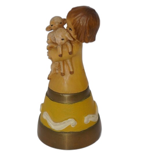 Anri Ferrandiz Spring Arrivals Hand Painted Girl with Sheep Brass Bell - Picture 8 of 9